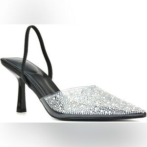 Women Pearl Heeled Slingback High Heels Pointed Size 9 NEW Wedding Stilettos